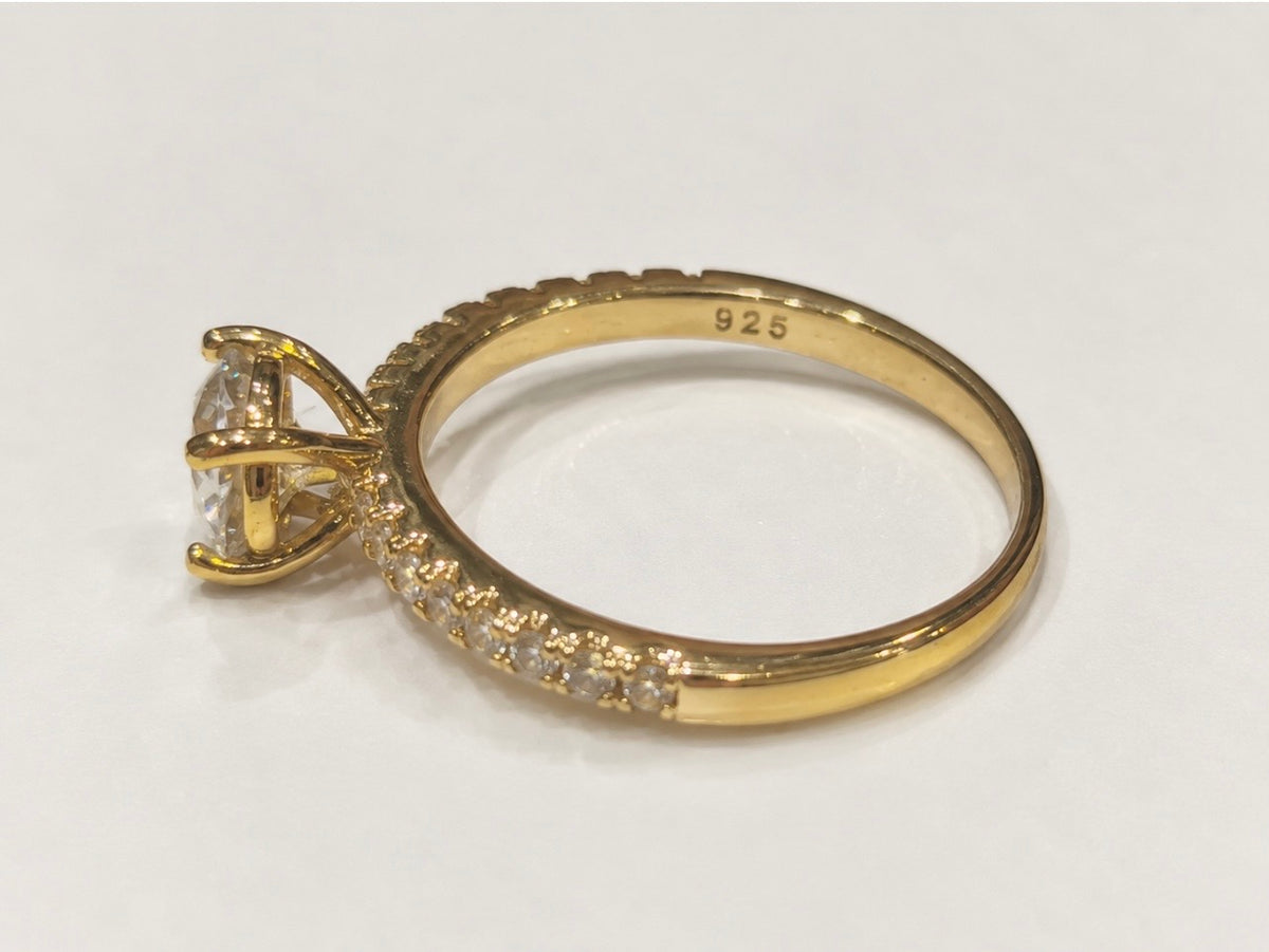 Gold-Plated Sterling Silver 925 Moissanite Ring