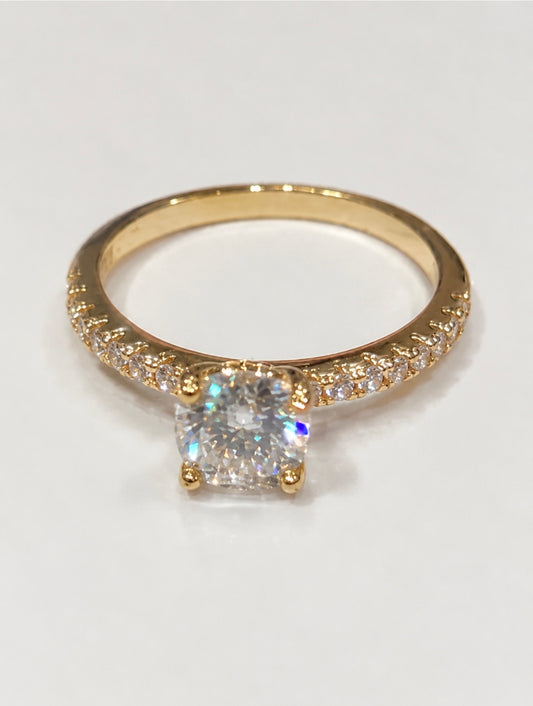 Gold-Plated Sterling Silver 925 Moissanite  Ring