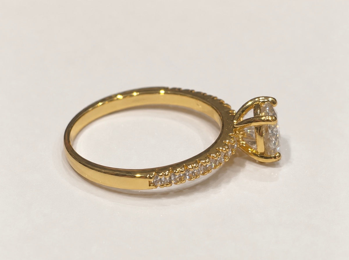 Gold-Plated Sterling Silver 925 Moissanite  Ring
